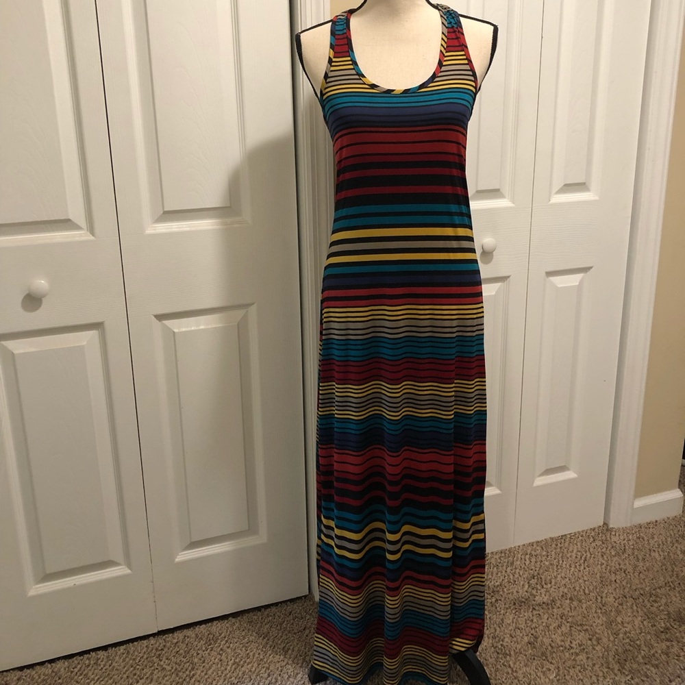 Vibrant Striped & Stretchy Maxi Dress